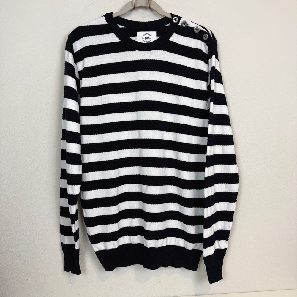 Kronstadt Denmark Navy White Striped Crewneck Sweater M